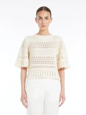 Max Mara Weekend Crochet-Knit Cotton Sweater - size XS